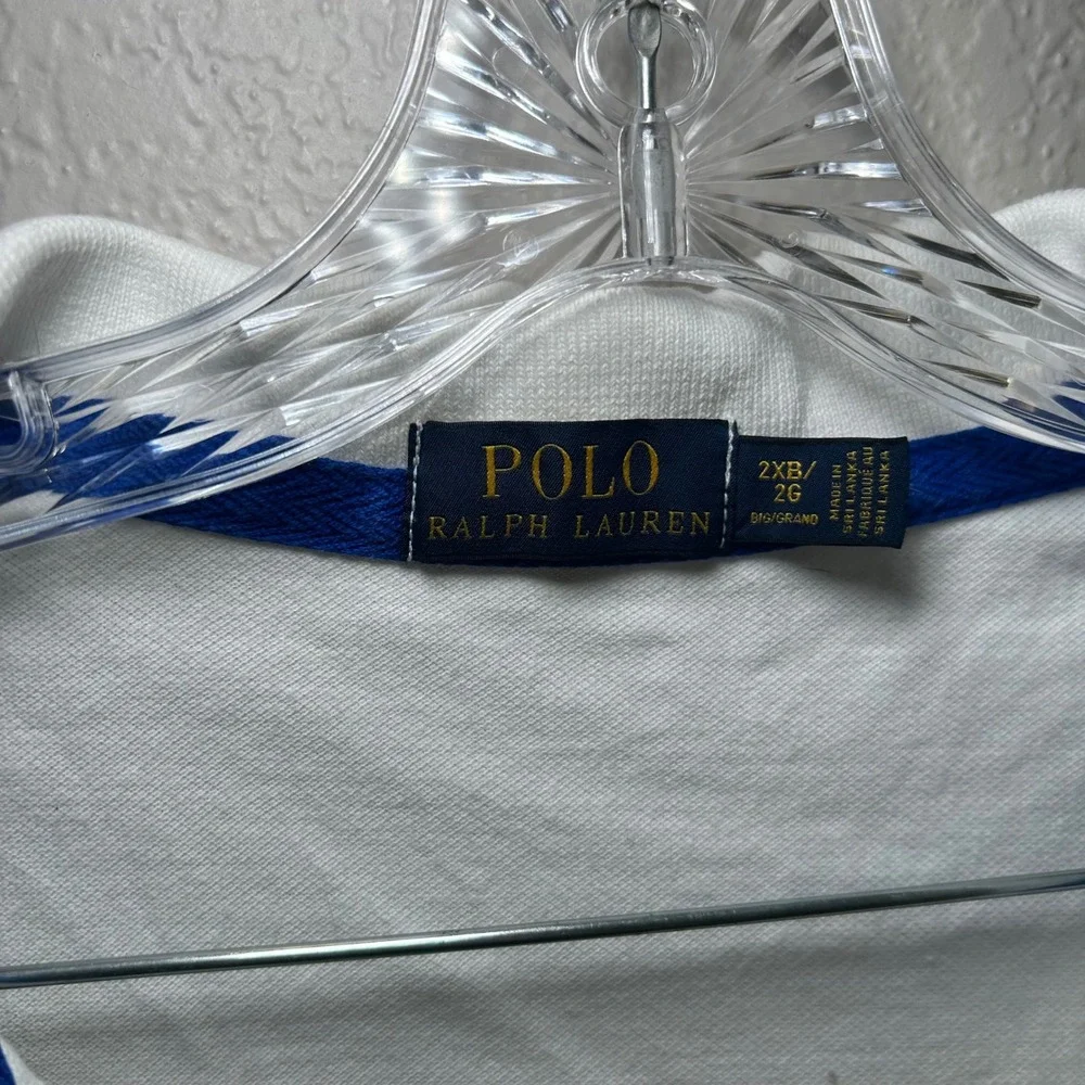Polo Ralph Lauren Mens 2XB White Big Pony Polo Shirt Blue Orange Green Accent